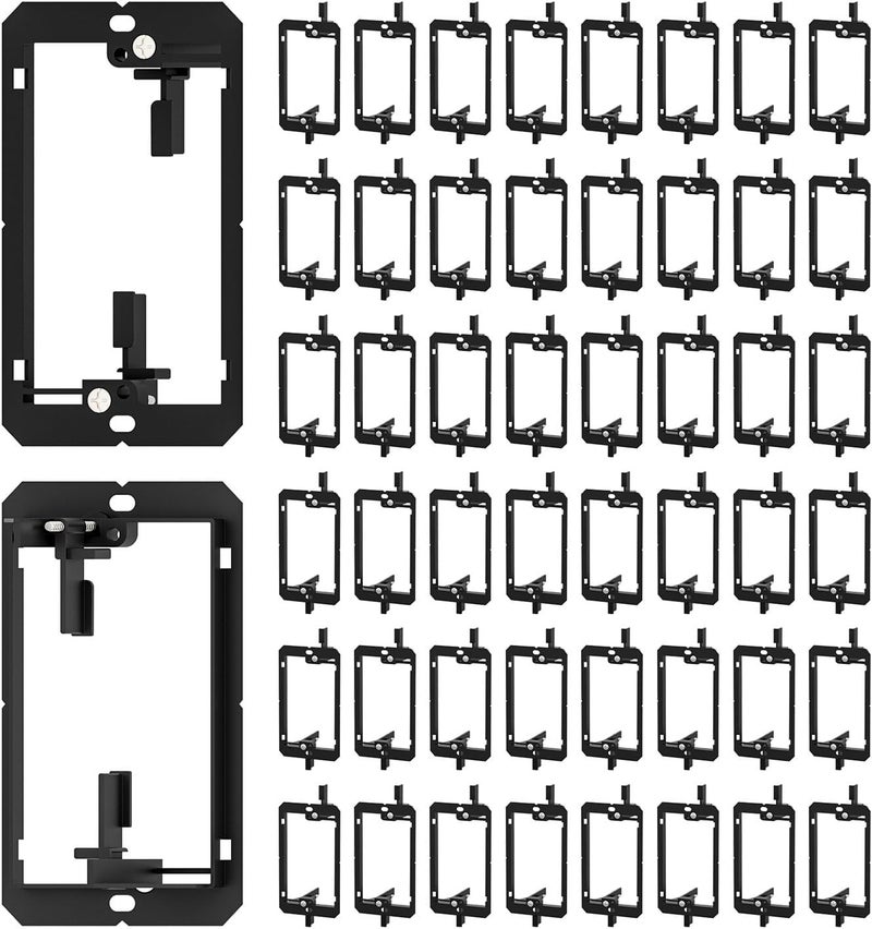 FGBB 50 Pack Low Voltage Mounting Bracket, 1 Gang Low Voltage Box Brackets for Single Gang Wall Plate, Telephone Wires, Network Cables, HDMI, Coaxial, Speaker Cables, Black - Image 1